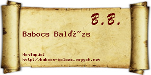 Babocs Balázs névjegykártya